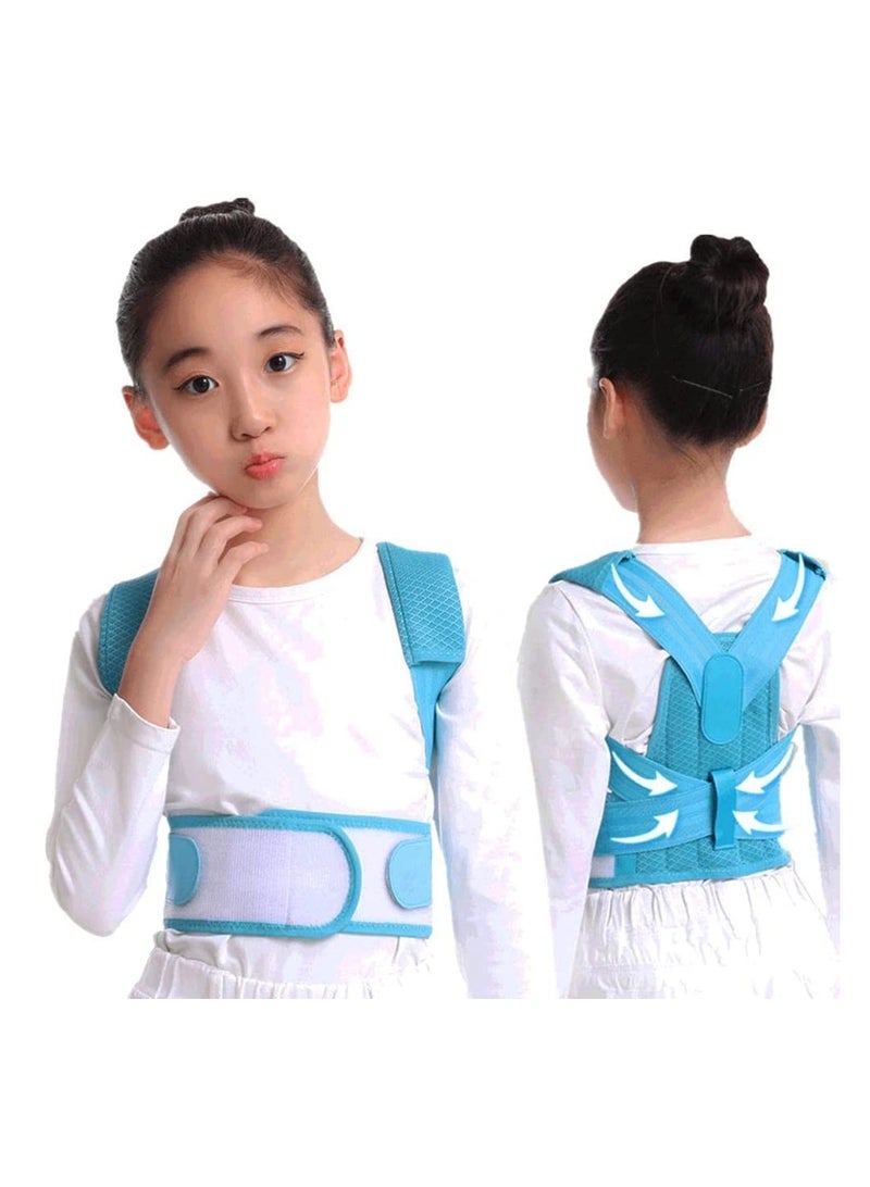 Back Brace, Posture Corrector for Kids Teens, Relieve Back Pain Adjustable Upper Back race Spinal Support with Soft Shoulder Pads to Prevent Humpback, Recommended by Doctor (M, Blue) - Image 1